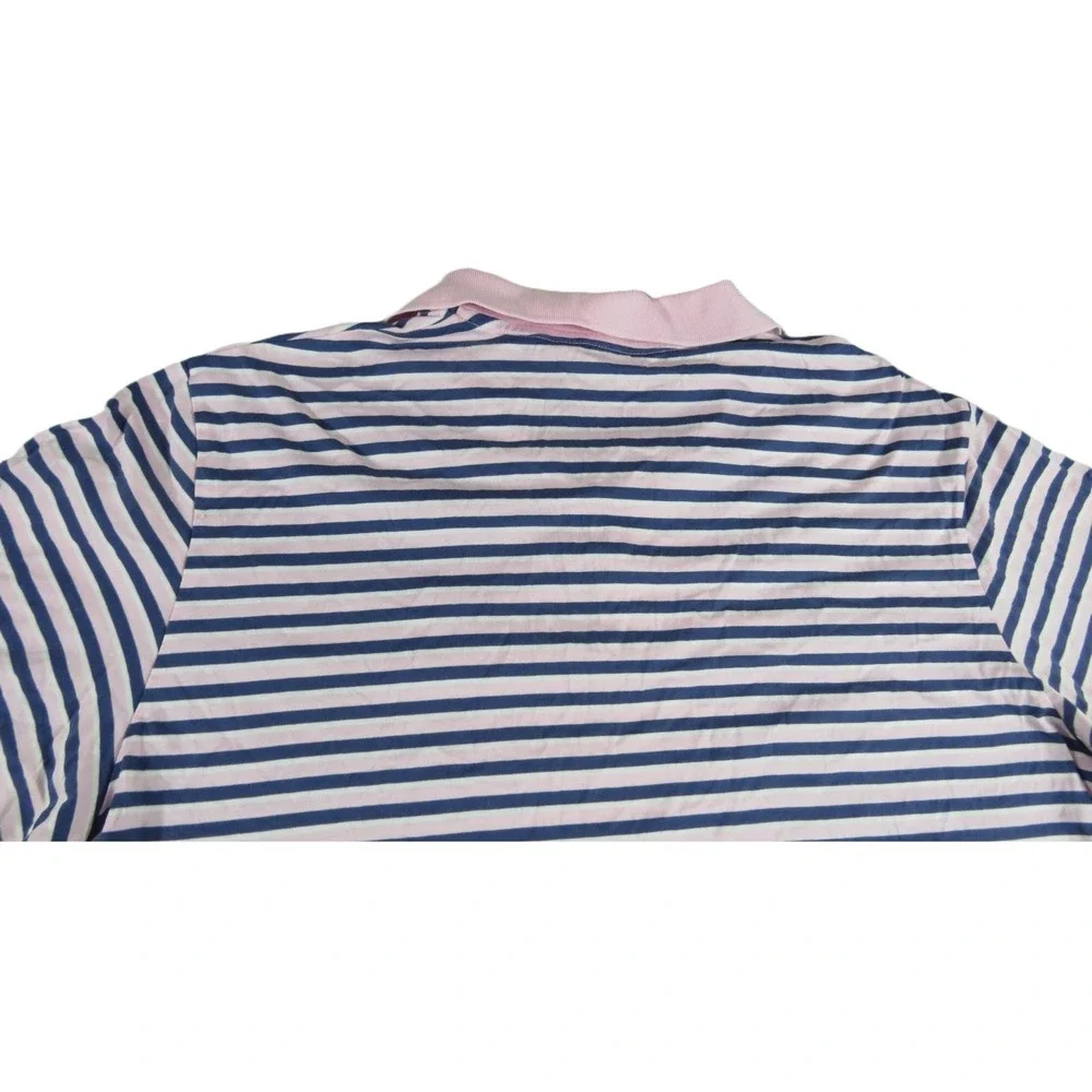 Polo Golf Ralph Lauren Shirt Men XL Pima Cotton Striped Pink Navy Blue Short